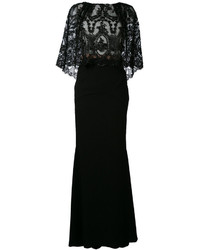 Черное платье-макси с вышивкой от Talbot Runhof