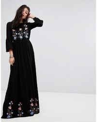 Черное платье-макси с вышивкой от Vero Moda