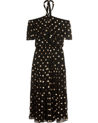 Черное платье-макси с пайетками с украшением от Temperley London