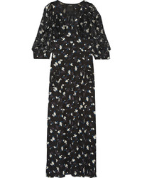 Черное платье-макси с принтом от Anna Sui