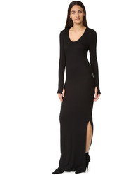 Черное платье-макси с разрезом от L'Agence