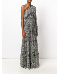 Черное платье-макси с рюшами от MSGM