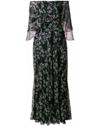 Черное платье-макси с цветочным принтом от Blumarine