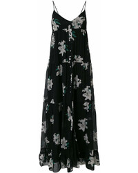 Черное платье-макси с цветочным принтом от Dondup