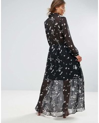 Черное платье-макси с цветочным принтом от Liquorish