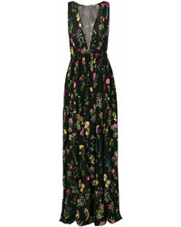 Черное платье-макси с цветочным принтом от No.21