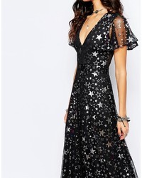 Черное платье-макси со звездами от Reclaimed Vintage