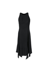 Черное платье-миди в вертикальную полоску от Tufi Duek