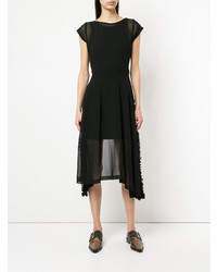 Черное платье-миди в сеточку с рюшами от Comme Des Garçons Vintage