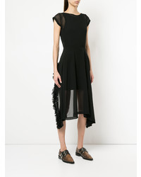 Черное платье-миди в сеточку с рюшами от Comme Des Garçons Vintage