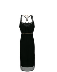 Черное платье-миди в сеточку с украшением от N°21