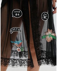 Черное платье-миди из фатина с вышивкой от Asos