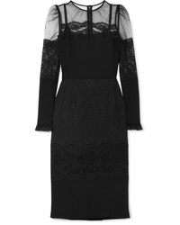 Черное платье-миди из фатина от Dolce & Gabbana