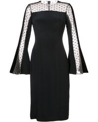Черное платье-миди из фатина от Monique Lhuillier