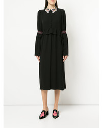 Черное платье-миди с вышивкой от Vivetta