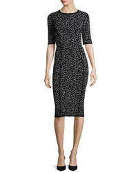 Черное платье-миди с леопардовым принтом