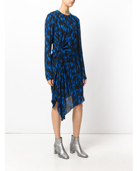 Черное платье-миди с принтом от Saint Laurent