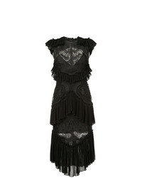 Черное платье-миди с рюшами от Alice McCall