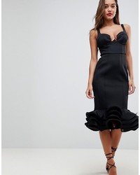 Черное платье-миди с рюшами от ASOS DESIGN