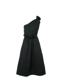 Черное платье-миди с рюшами от Goen.J