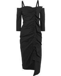 Черное платье-миди с рюшами от Isa Arfen