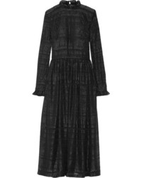 Черное платье-миди с рюшами от Markus Lupfer