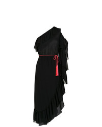Черное платье-миди с рюшами от Nk