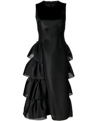 Черное платье-миди с рюшами от Simone Rocha