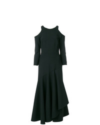 Черное платье-миди с рюшами от Temperley London