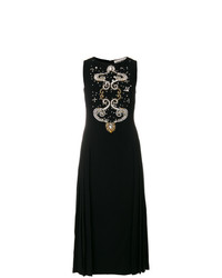 Черное платье-миди с украшением от Fausto Puglisi