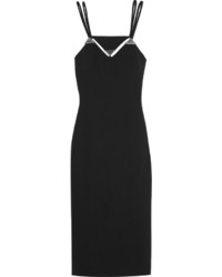 Черное платье-миди с украшением от Thierry Mugler