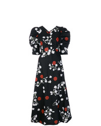 Черное платье-миди с цветочным принтом от Isa Arfen