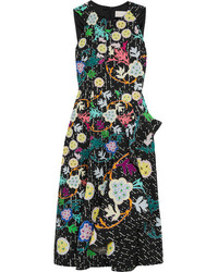 Черное платье-миди с цветочным принтом от Peter Pilotto