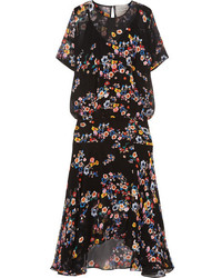 Черное платье-миди с цветочным принтом от Preen by Thornton Bregazzi