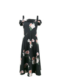 Черное платье-миди с цветочным принтом от Rejina Pyo