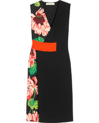 Черное платье-миди с цветочным принтом от Stella McCartney