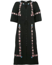Черное платье-миди с цветочным принтом от Vilshenko