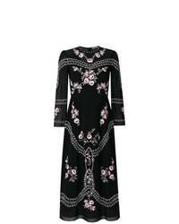 Черное платье-миди с цветочным принтом от Vilshenko