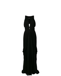 Черное платье-миди со складками от Alberta Ferretti
