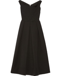 Черное платье-миди со складками от Preen by Thornton Bregazzi