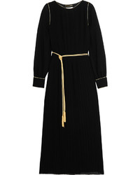 Черное платье-миди со складками от Saint Laurent