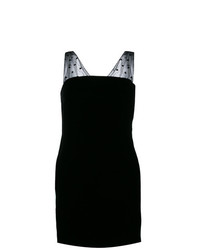Черное платье прямого кроя в горошек от Saint Laurent