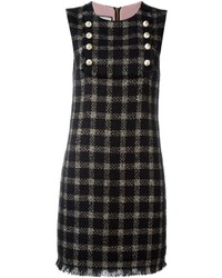 Черное платье прямого кроя в клетку