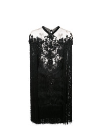 Черное платье прямого кроя из бисера c бахромой от Marchesa