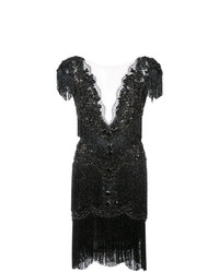 Черное платье прямого кроя из бисера от Marchesa