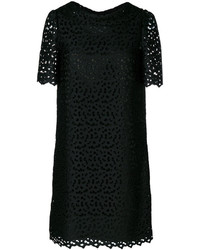 Черное платье прямого кроя с вышивкой от Moschino