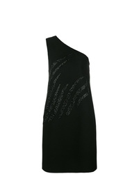 Черное платье прямого кроя с пайетками с украшением от Victoria Victoria Beckham