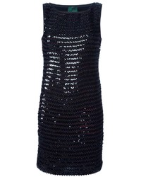 Черное платье прямого кроя с пайетками от Jean Paul Gaultier
