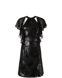 Черное платье прямого кроя с пайетками от Tufi Duek