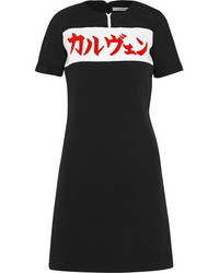 Черное платье прямого кроя с принтом от Carven